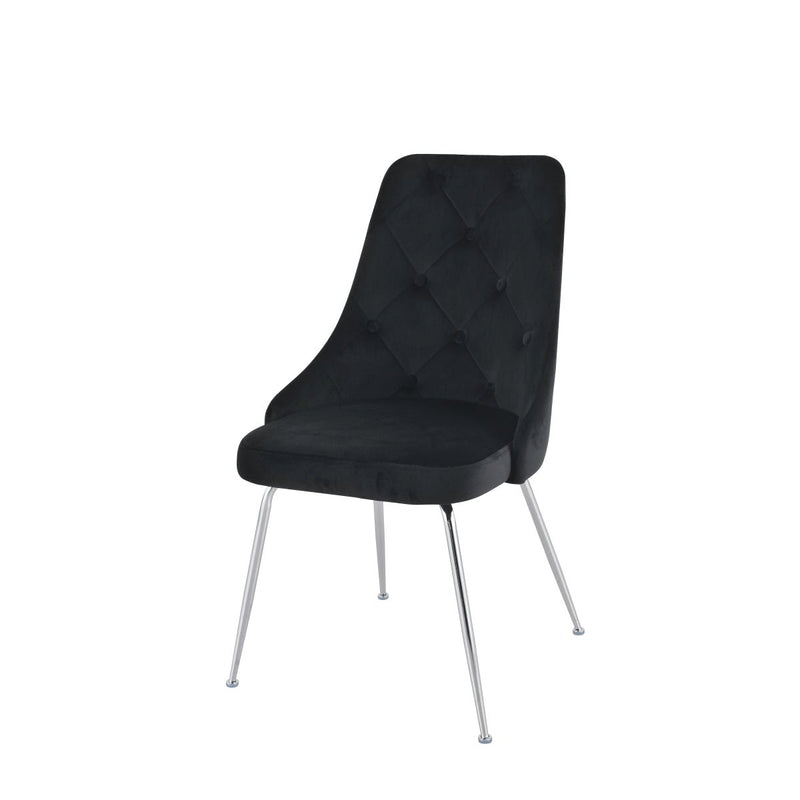 Plumeria Black Velvet Chair with Chrome Legs - MA-1321C-BKS