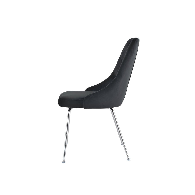 Plumeria Black Velvet Chair with Chrome Legs - MA-1321C-BKS