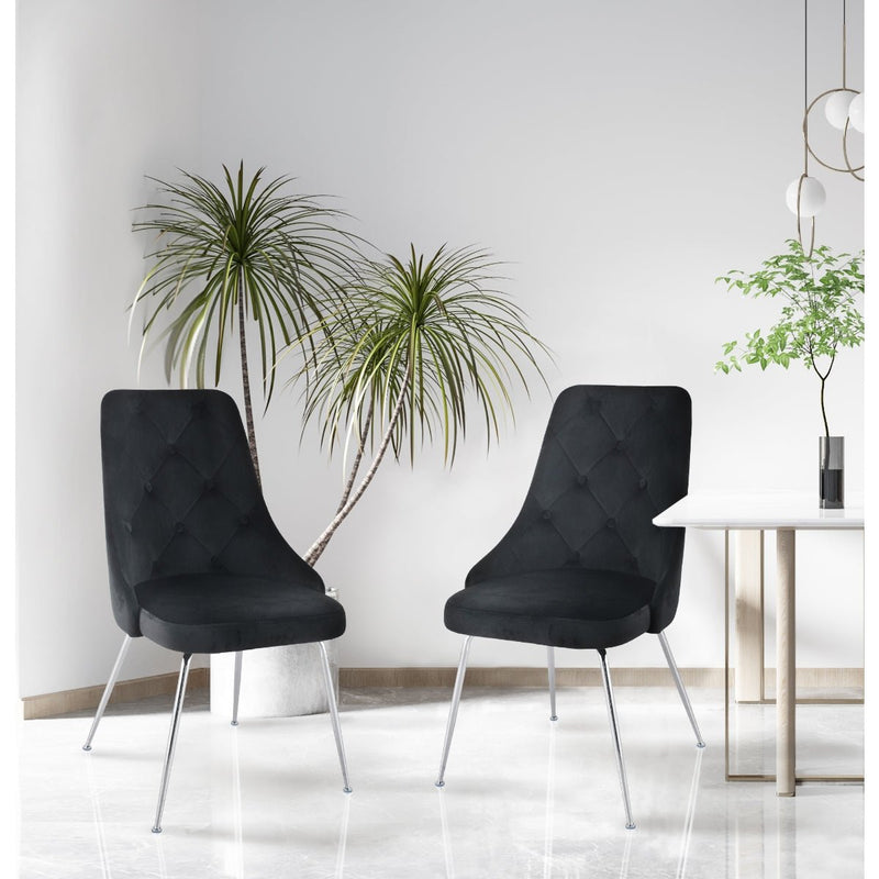 Plumeria Black Velvet Chair with Chrome Legs - MA-1321C-BKS