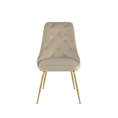 Plumeria Beige Velvet Chair with Gold Legs - MA-1321G-BES