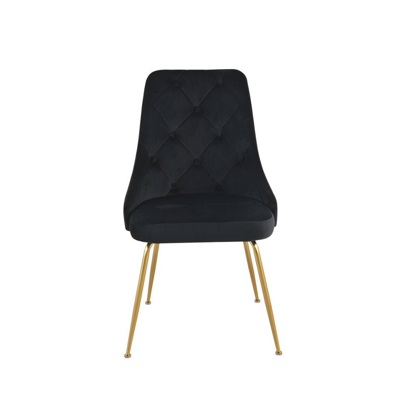 Plumeria Black Velvet Chair with Gold Legs - MA-1321G-BKS