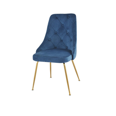 Plumeria Blue Velvet Chair with Gold Legs - MA-1321G-BUS