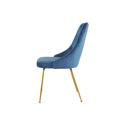 Plumeria Blue Velvet Chair with Gold Legs - MA-1321G-BUS