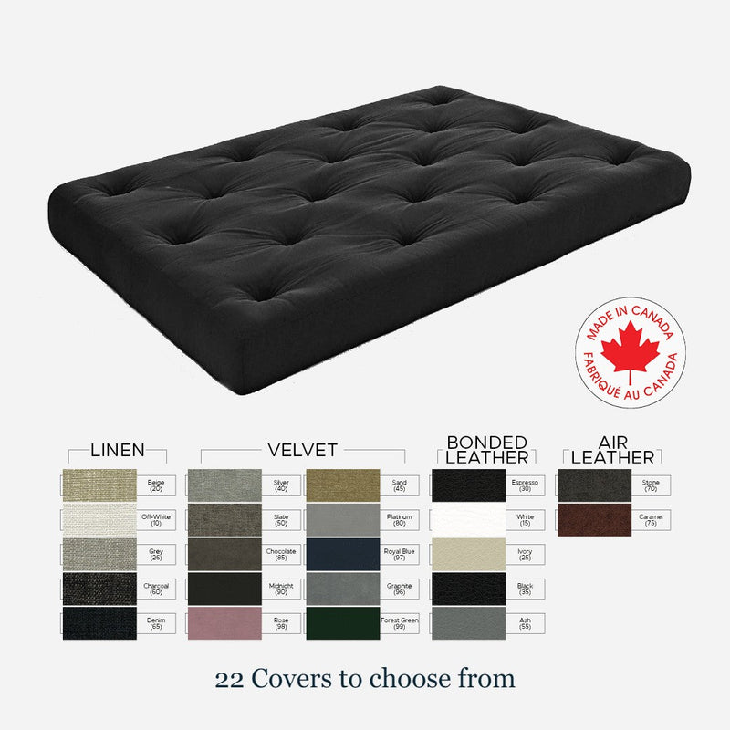 Customizable Futon Mattress | 8" Thick | Double (Full) Size | 22 Fabric Options - R-Futon-Mattress