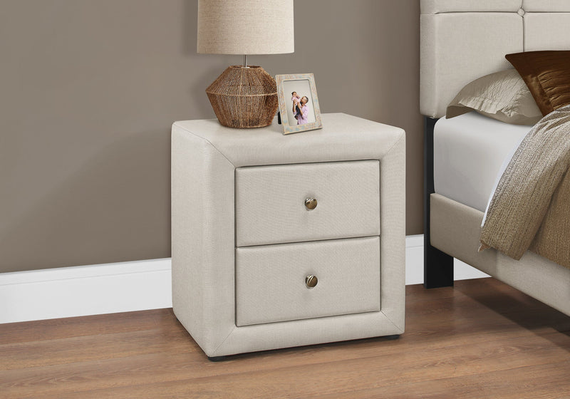 Bedroom Accent - 21"H / Beige Linen Night Stand - I 5605