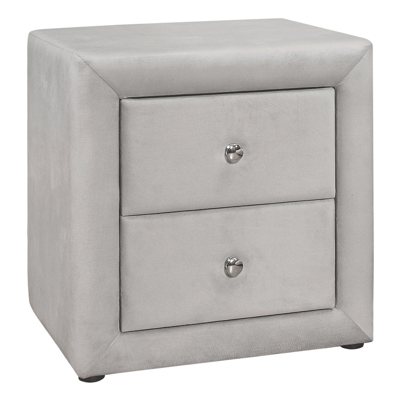 Bedroom Accent - 21"H / Light Grey Velvet Night Stand - I 5606