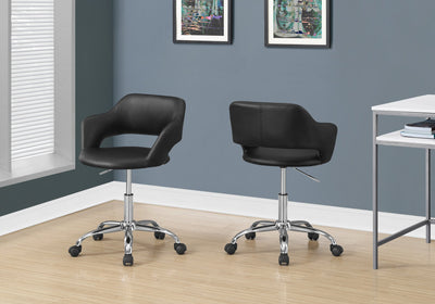 Office Chair - Black / Chrome Metal Hydraulic Lift Base - I 7298