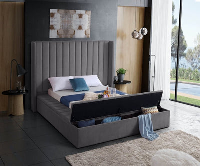 Space Saving and Luxurious Grey Velvet Bed - IF-5720-Q