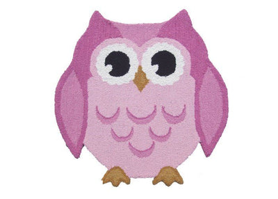 3' x 3' Hootie Patootie Pink Owl Hand Tufted Wool Rug - VI-HOO-33-PNK