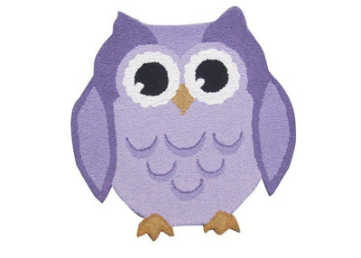 3' x 3' Hootie Patootie Purple Owl Hand Tufted Wool Rug - VI-HOO-33-PUR