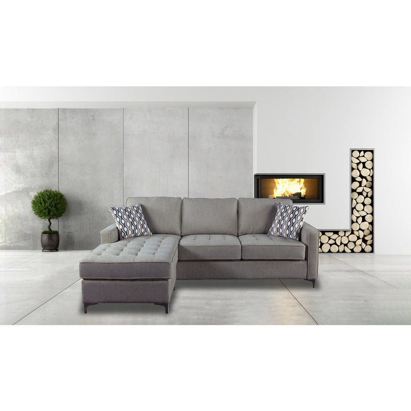 Hudson Collection Graphite Reversible Sectional with 2 Pillows and Storage Chaise - MA-9049GPH-3SC