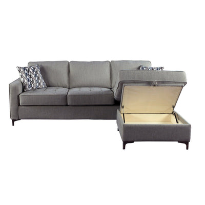 Hudson Collection Graphite Reversible Sectional with 2 Pillows and Storage Chaise - MA-9049GPH-3SC