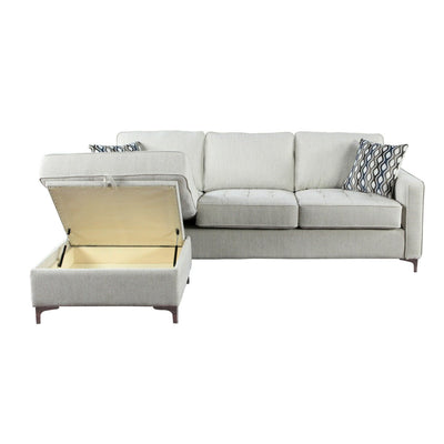 Hudson Platinum Reversible Sectional with 2 Pillows and Storage Chaise - MA-9049PLT-3SC