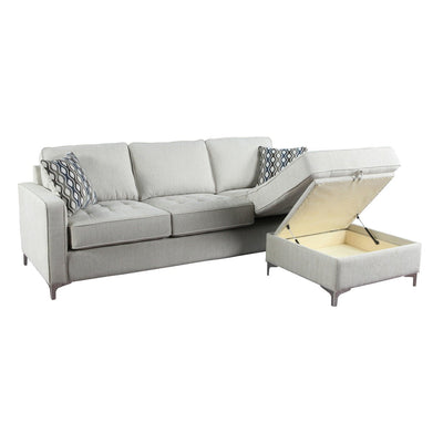 Hudson Platinum Reversible Sectional with 2 Pillows and Storage Chaise - MA-9049PLT-3SC