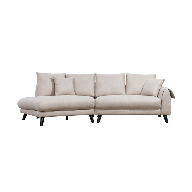 Isolde Ivory Sectional with Left Side Chaise & 2 Pillows - MA-99915IVRSSL