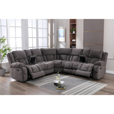 Presley Grey Modular Reclining Sectional with Consoles - MA-99928GRYSS