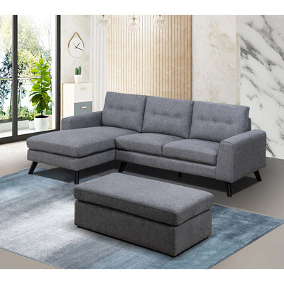 Evelyn Mid-Century Grey Sectional with Left Side Chaise - MA-99947GRYSSL