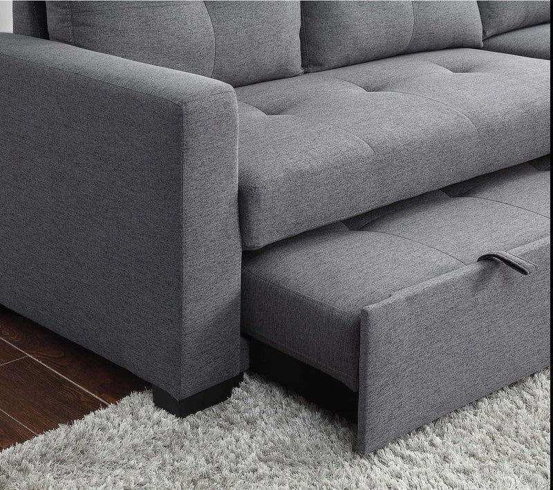 Grey Fabric Sectional with Pull-out Sleeper and Storage Chaise - MA-99860GRYSS