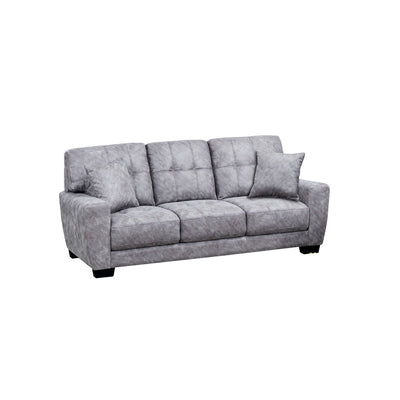 Misha Grey Fabric Sofa with Two Pillows