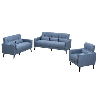 Madeline Collection Sofa with 3 Lumbar Pillows - MA-99914BLU-3