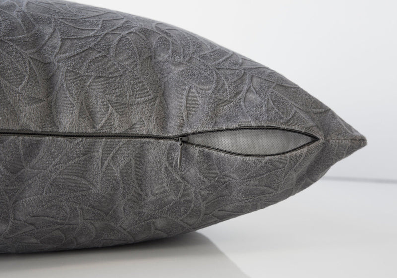 Pillow - 18"X 18" / Dark Grey Floral Velvet / 1Pc