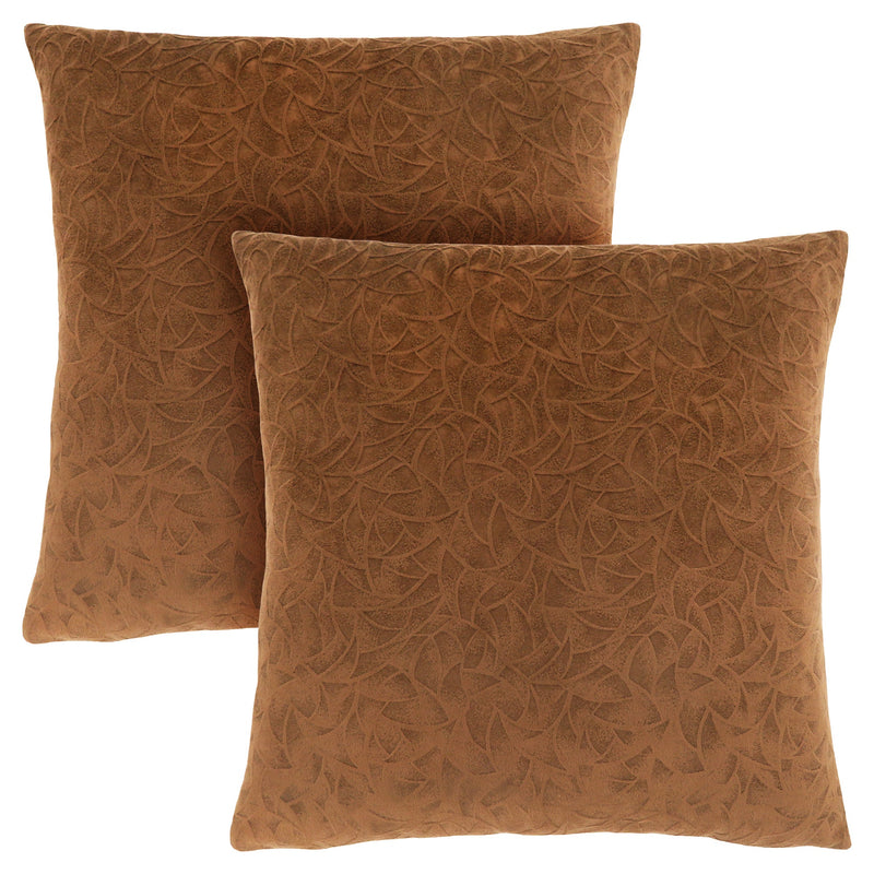 Pillow - 18"X 18" / Light Brown Floral Velvet / 2Pcs - I 9269