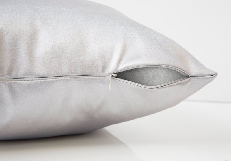 Pillow - 18"X 18" / Silver Satin / 2Pcs - I 9337