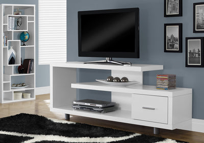 60"L White With 1 Drawer Tv Stand - I 2573