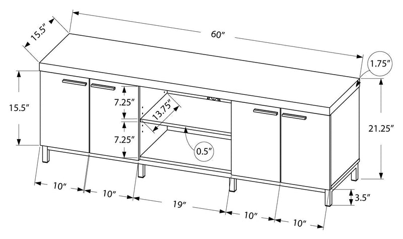 60"L Black Grey Tv Stand - I 2590