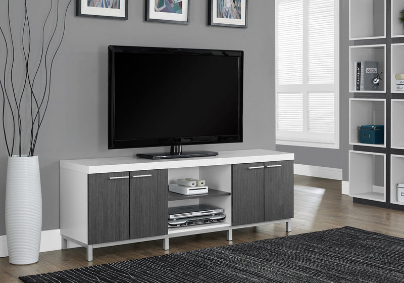 60"L White Grey Tv Stand - I 2591