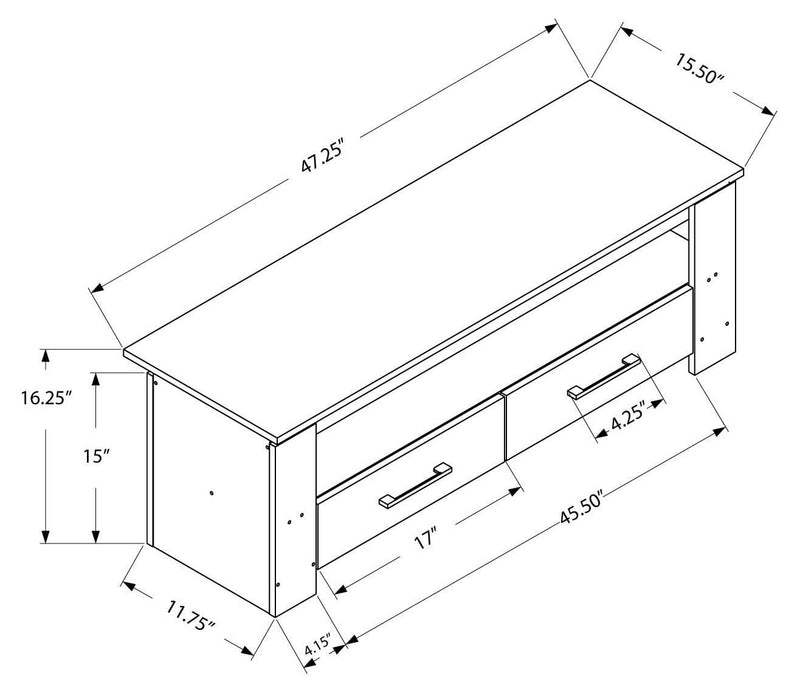 48"L Dark Taupe With 2 Storage Drawers Tv Stand - I 2602