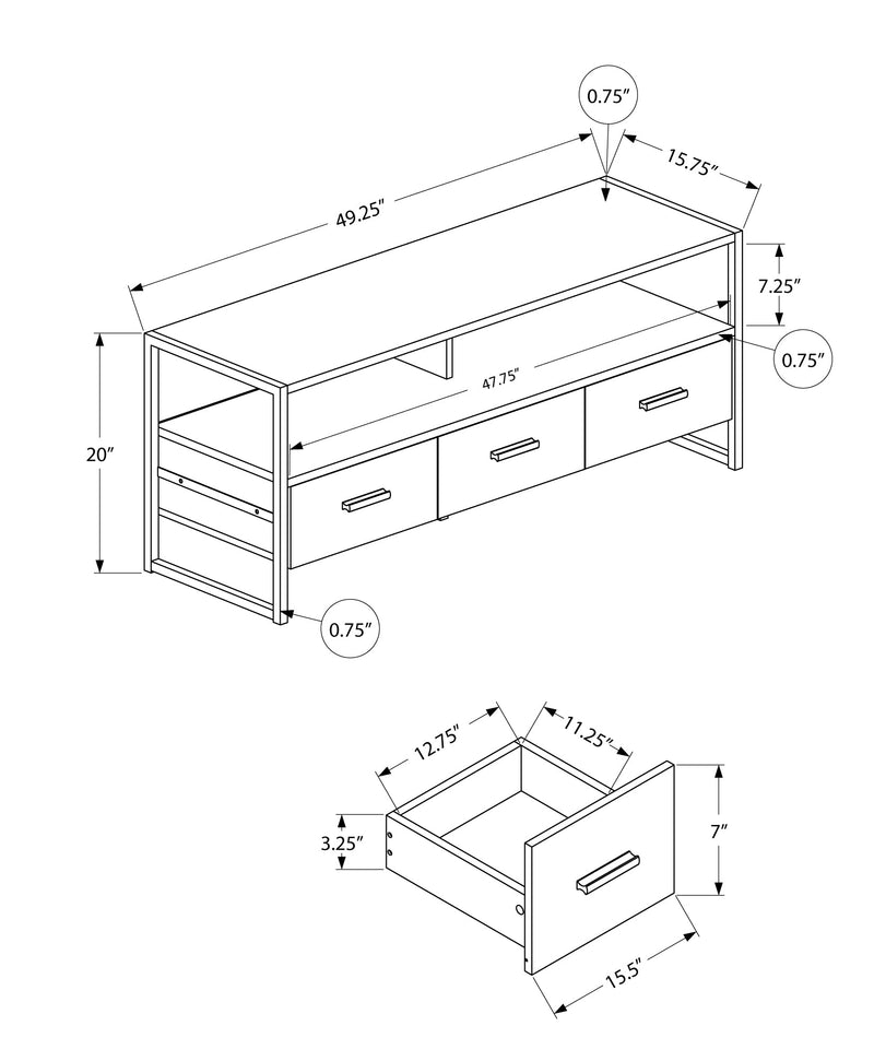 Tv Stand - 48"L / White / Black Metal - I 2615