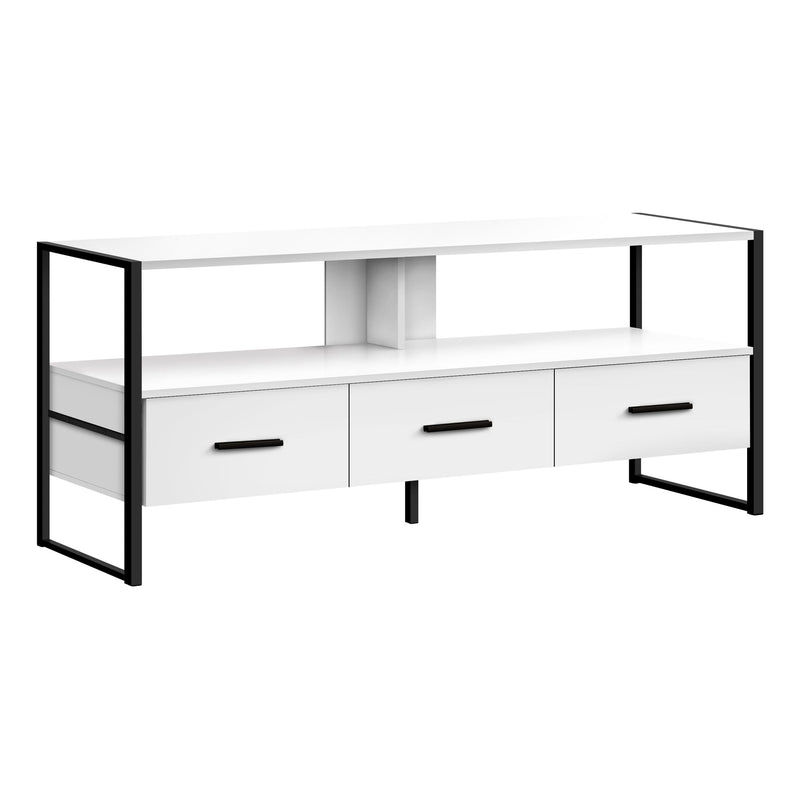 Tv Stand - 48"L / White / Black Metal - I 2615