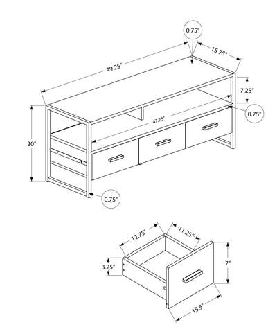 Tv Stand - 48"L / Black / Black Metal - I 2616