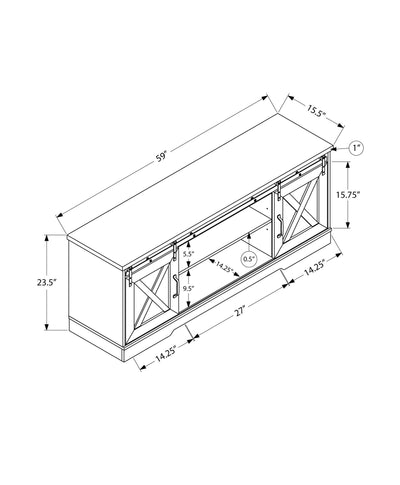 Tv Stand - 60"L / Dark Taupe With 2 Sliding Doors - I 2746