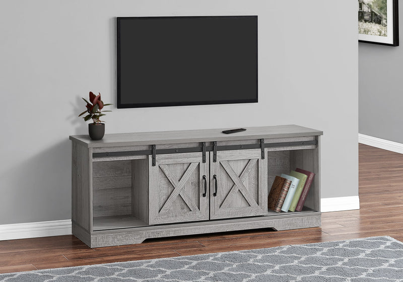 Tv Stand - 60"L / Grey With 2 Sliding Doors - I 2747