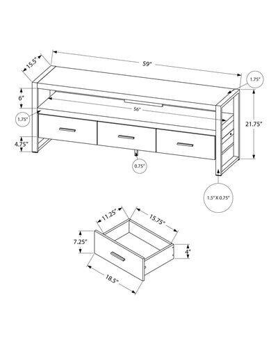 Tv Stand - 60"L / Brown Reclaimed Wood-Look / 3 Drawers - I 2820