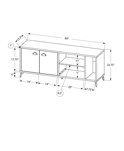 Tv Stand - 60"L / White / Grey Cement-Look Top - I 2841