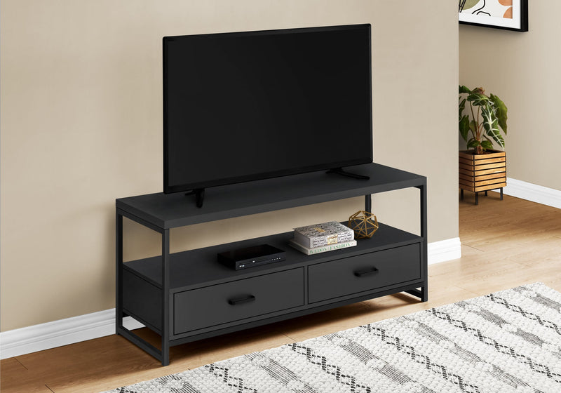 Tv Stand - 48"L / Black / Black Metal - I 2870