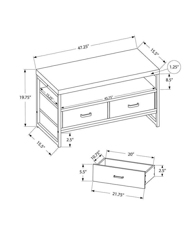 Tv Stand - 48"L / Grey / Black Metal - I 2871