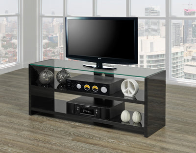 Black High Gloss TV Stand with clear Glass Top - IF-5020